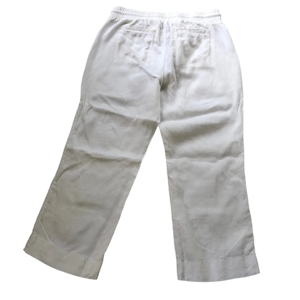 Athleta Bali Cropped Wide Leg White Linen Pants Size 6 - Picture 5 of 8